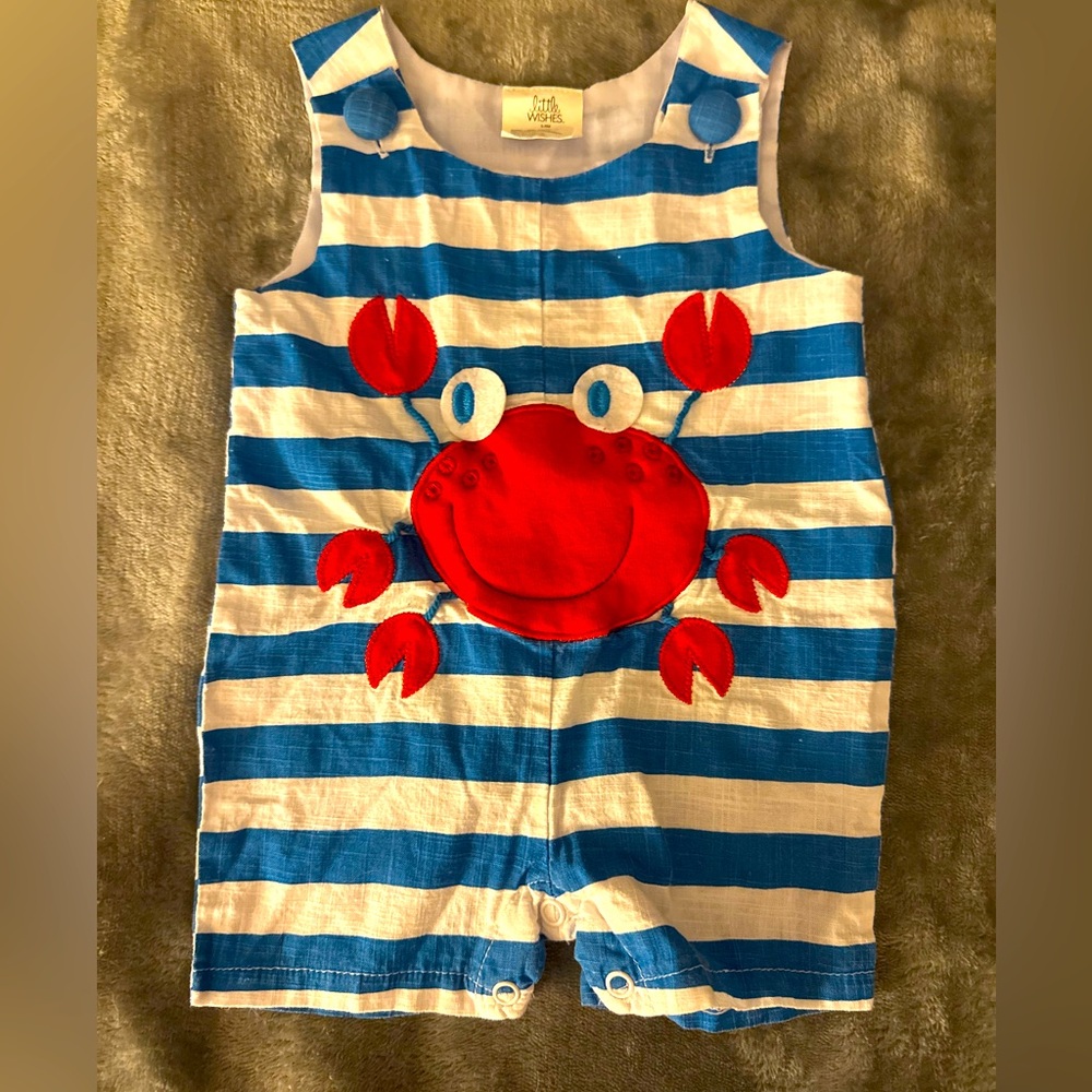 LITTLE WISHES / Blue stripes and red crab 🦀 outfit for baby